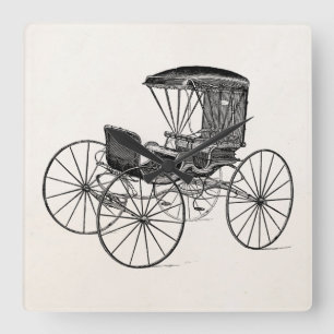 Häst-Dragen antik Buggy för vintage1800s vagn Fyrkantig Klocka
