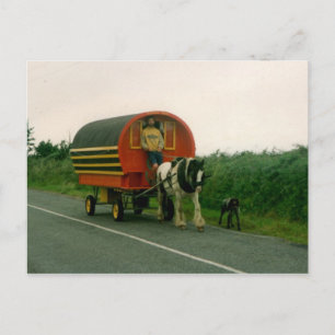 Häst dragen husvagn, Co. Kerry, Irland Vykort