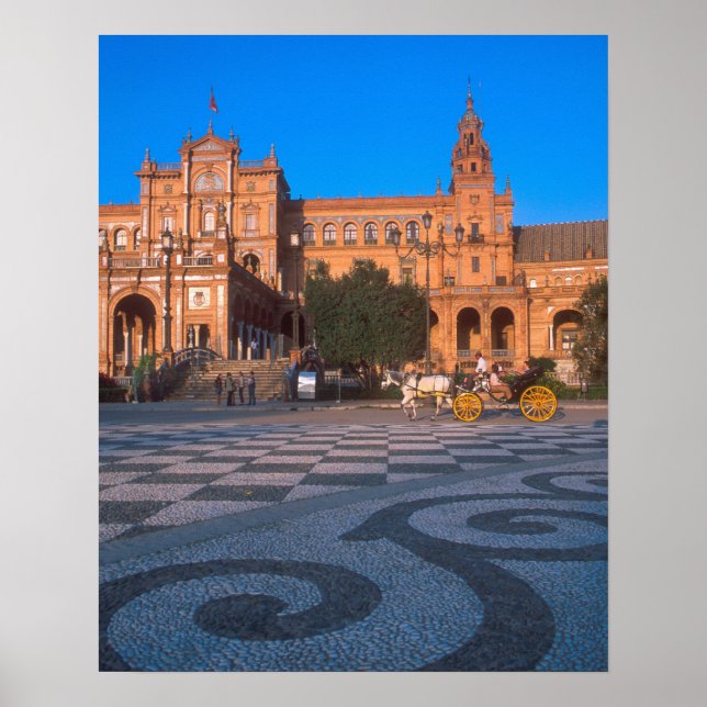 Häst dragen vagn på Plaza de Espana i Poster (Framsidan)