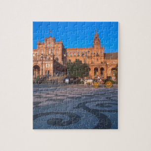 Häst dragen vagn på Plaza de Espana i Pussel