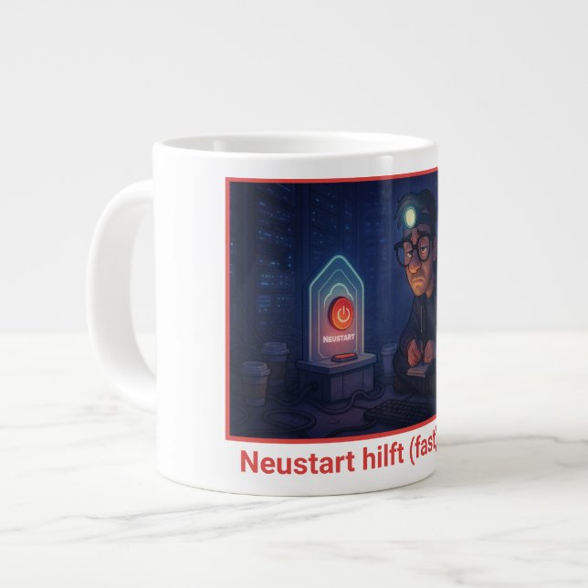 Hast du schon neu gestartet? jumbo mugg (Framsida vänster)