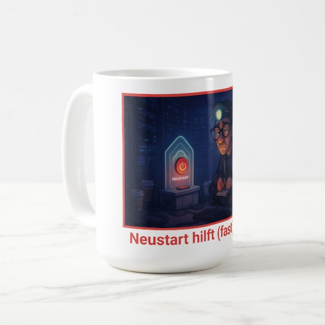 Hast du schon neu gestartet? kaffemugg (Framsida vänster)