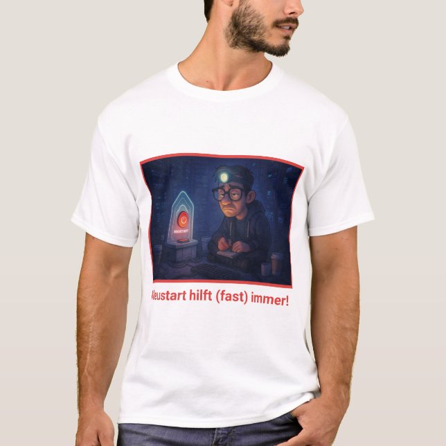 Hast du schon neu gestartet? t shirt (Framsida)
