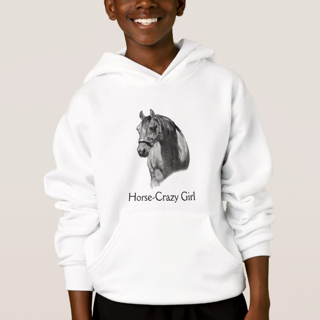 HÄST: Equine RITA teckningen: HORSE--CRAZYFLICKA Tee Shirt (Framsida)