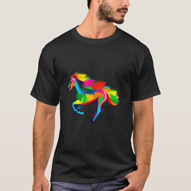 Häst Färgrik T Shirt (Framsida)