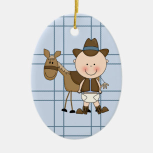 Häst för Cowboy för julsamlingsbaby Julgransprydnad Keramik