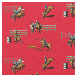 Häst för Cowgirl för Cowboy för Rodeohändelse Tyg