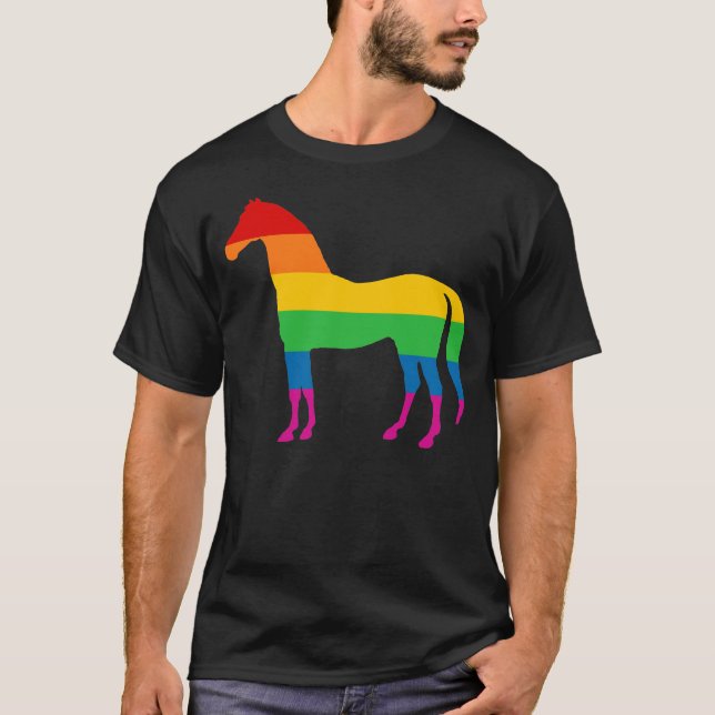 Häst för gay prideregnbågerand tee (Framsida)