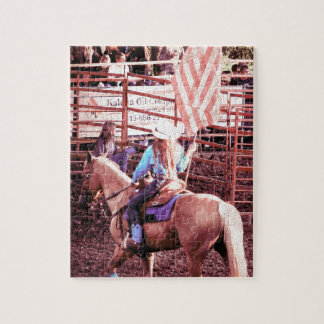 Häst för PalominoRodeoamerikanska flaggan Pussel