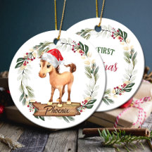 Häst första julhäst, klöver Ceramic Ornament