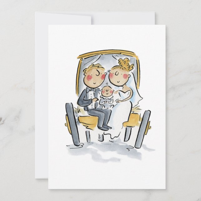 Häst framför vagnen inbjudningar (Framsida)