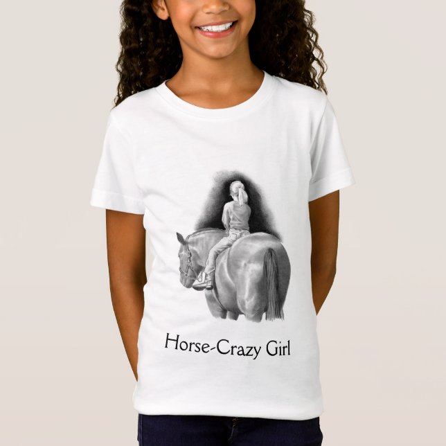 Häst-Galen flicka: Rita hästryggen för T-shirt (Framsida)
