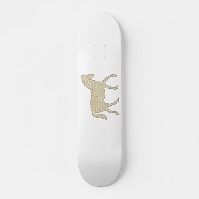 Häst - geometriskt mönster - beige och white. old school skateboard bräda 18 cm (Framsida)