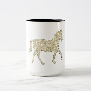 Häst - geometriskt mönster - beige och white. Två-Tonad mugg