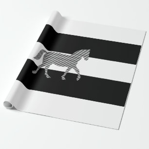 Häst - geometriskt mönster - svart och vitt. presentpapper