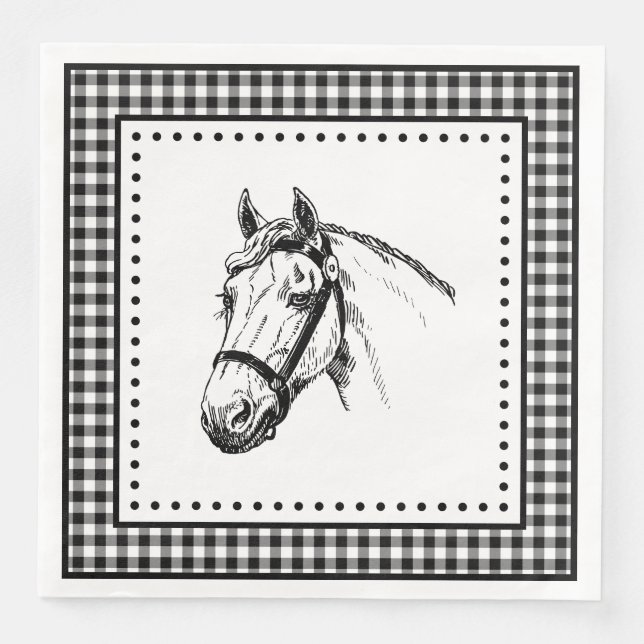 Häst Gingham Pappersservett (Framsida)