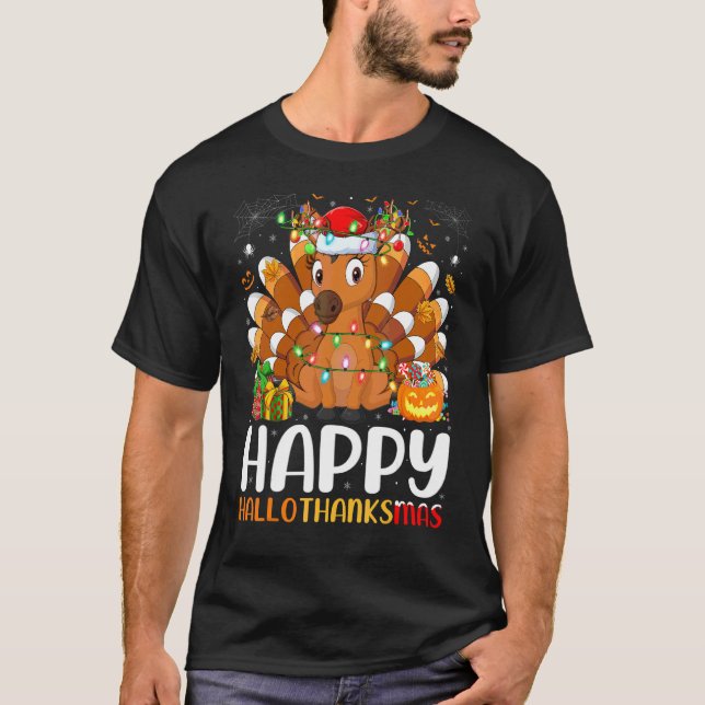 Häst Halloween jul Glad Hallothanksmas T Shirt (Framsida)