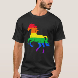 Häst HBTQ Pride Flagga Regnbåge Trans Grafik Ridni T Shirt