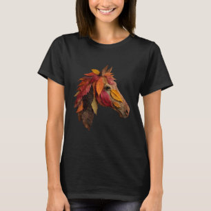 Häst Höst Löv Konstnärlig Djur Konst Löv Fall T Shirt