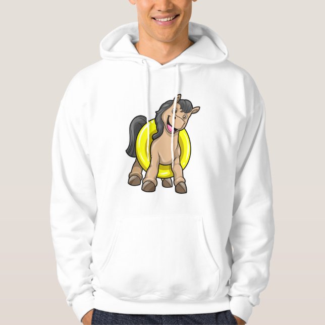 Häst i Beach med Simma ring Hoodie (Framsida)