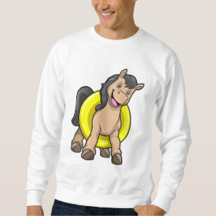 Häst i Beach med Simma ring Lång Ärmad Tröja