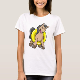 Häst i Beach med Simma ring T Shirt
