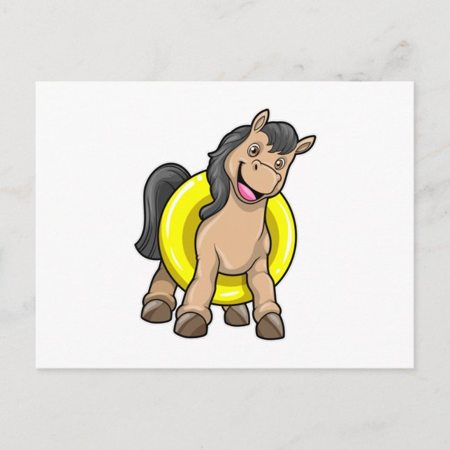 Häst i Beach med Simma ring Vykort (Framsida)