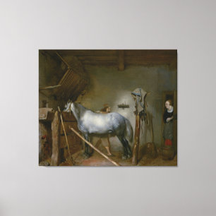Häst i ett stall, c.1652-54 (olja på panel) canvastryck