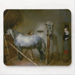 Häst i ett stall, c.1652-54 (olja på panel) musmatta