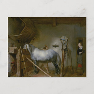 Häst i ett stall, c.1652-54 (olja på panel) vykort
