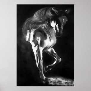 Häst i Grått på svart Poster