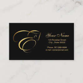 Häst i Guld Färg | Monogram E Horse Visitkort