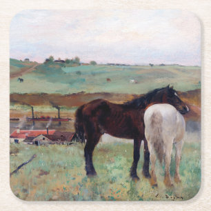 Häst i Meadow, Edgar Degas Underlägg Papper Kvadrat