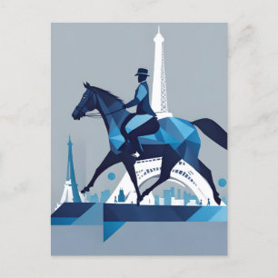 Häst i Paris Blues and Whites Vykort