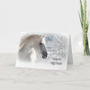 Häst i Säsonhälsningarna Snö med blomning Helgkort