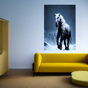 Häst i snö AI Art Poster