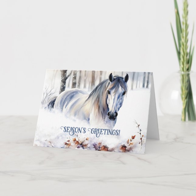 Häst i Snö-säsongens hälsningar Helgkort (Framsida)