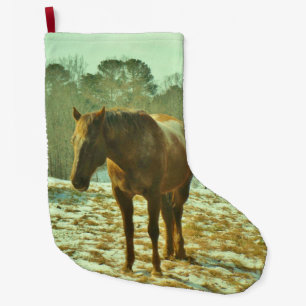 Häst i Snö Stor Julstrumpa