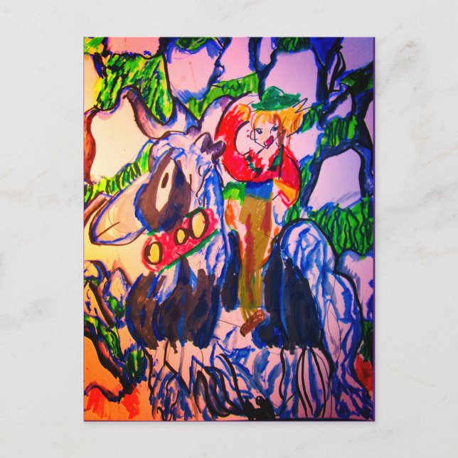 Häst i vinterpussel fotoblock metall p vykort (Framsida)