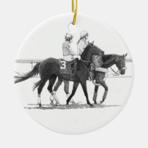 Häst- & Jockeyprydnad Julgransprydnad Keramik