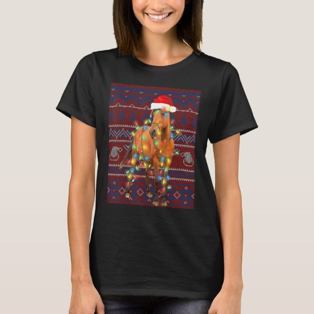 Häst jul ljus ful jultröja get t shirt (Framsida)