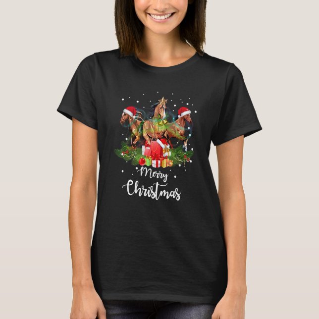 Häst jul Pyjamas Kostym Fest Häst T Shirt (Framsida)