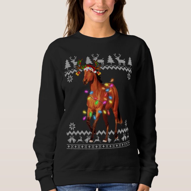 Häst julbelysning   Xmas Ornament T Shirt (Framsida)