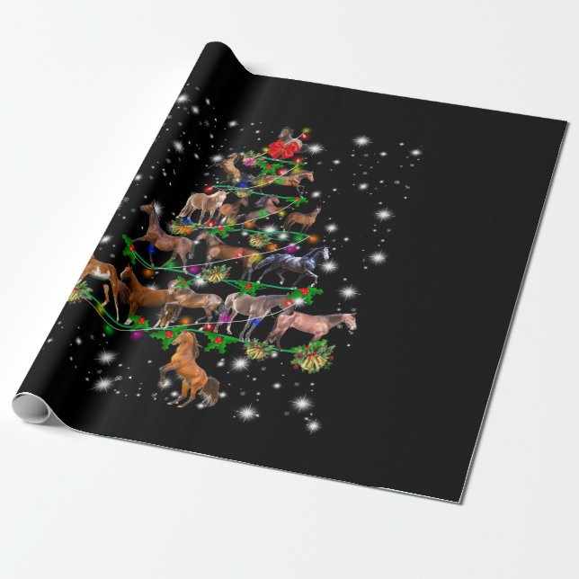 Häst Julgran som täcks av Flashlight Presentpapper (Utrullad)