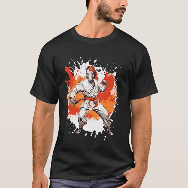 Häst Karate Djur Stridande Judo T Shirt (Framsida)