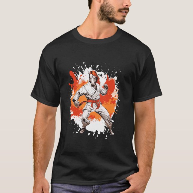 Häst Karate Djur Stridande Judo T Shirt (Framsida)