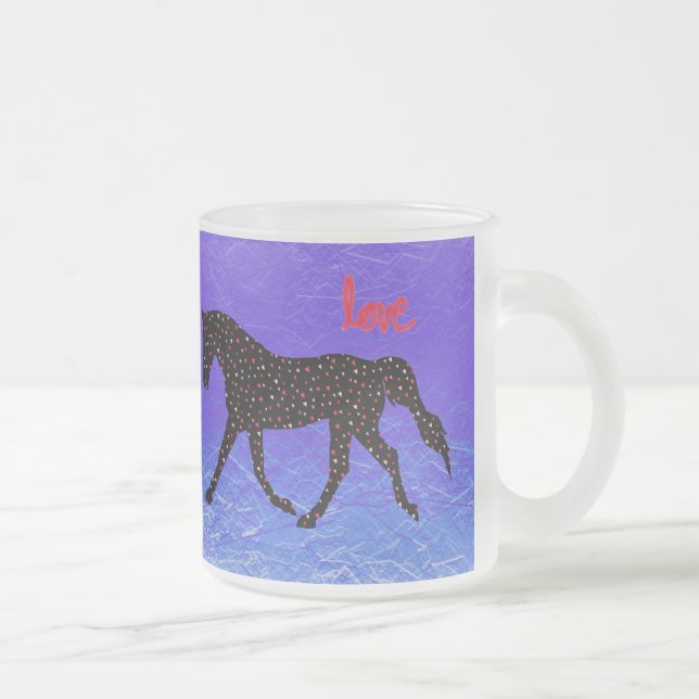 Häst, kärlek och hjärtor frostad glasmugg (Höger)