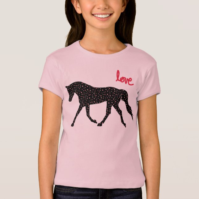 Häst, kärlek och hjärtor tee (Framsida)