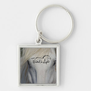 Häst Keychain Fyrkantig Silverfärgad Nyckelring