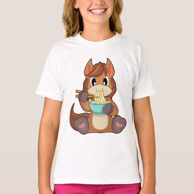Häst Kokar Ramen Matlagning T Shirt (Framsida)